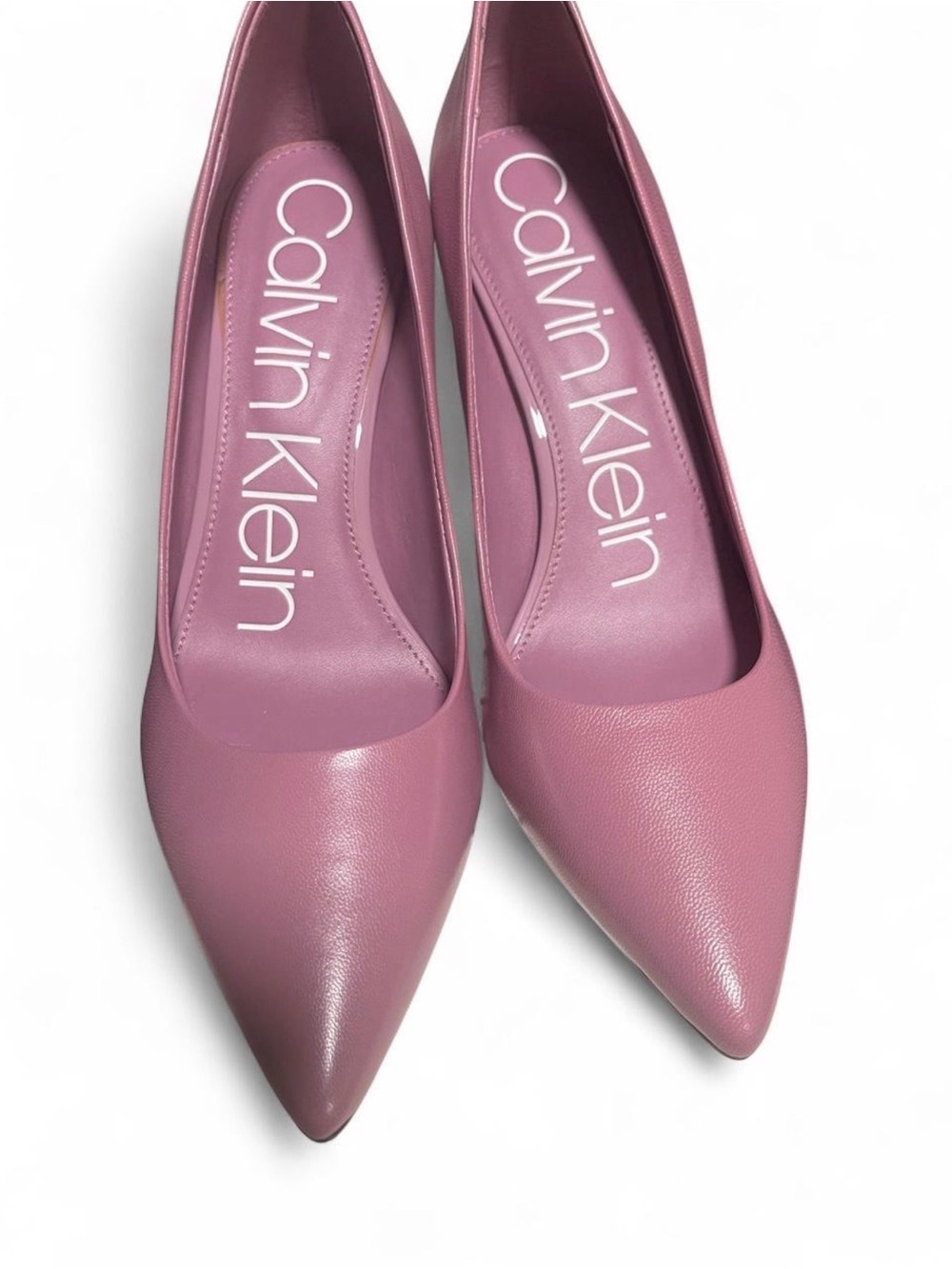 Calvin Klein Pink Pointed-Toe Leather Pumps